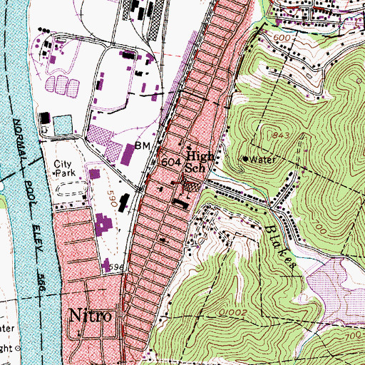 Topographic Map of Nitro Police Department, WV