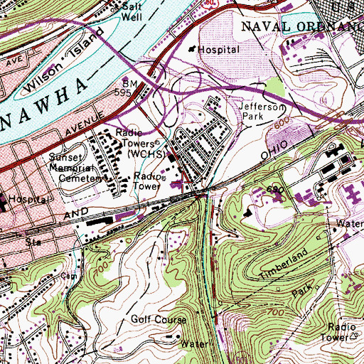 Topographic Map of West Virginia State Police Department Headquarters, WV