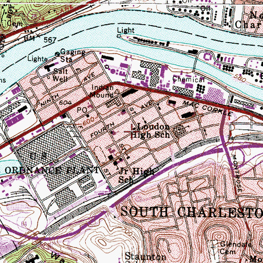 Topographic Map of South Charleston Police Department, WV