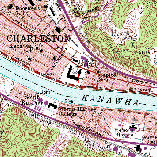 Topographic Map of West Virginia Division of Protective Services Capitol Police Department, WV