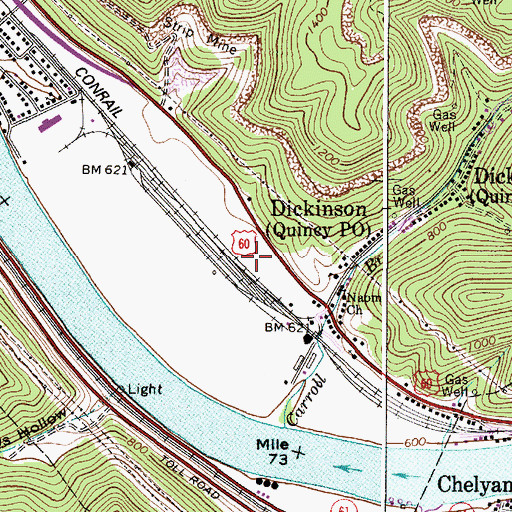 Topographic Map of West Virginia State Police Troop 4 - Quincy Detachment, WV
