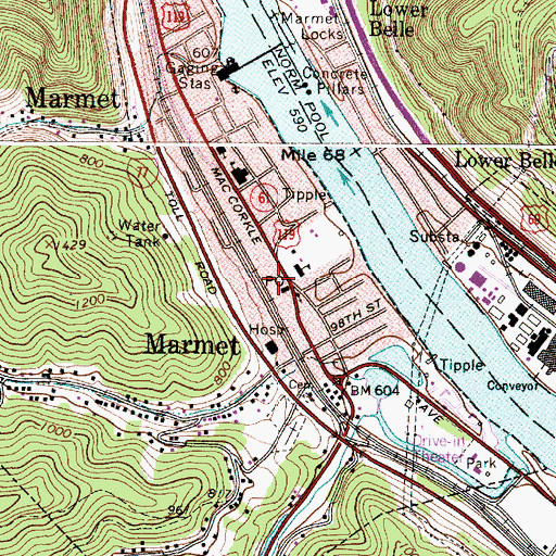Topographic Map of Marmet Police Department, WV