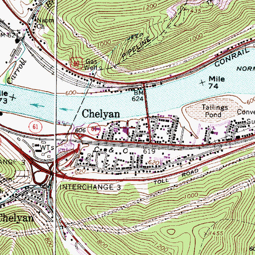 Topographic Map of Kanawha County Sheriffs Office - Chelyan Detachment, WV
