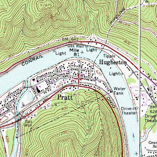 Topographic Map of Pratt Police Department, WV