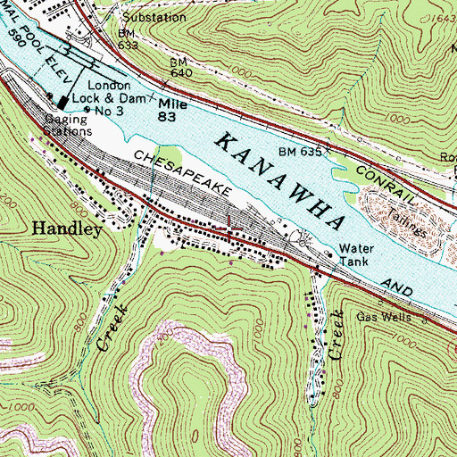 Topographic Map of Handley Police Department, WV