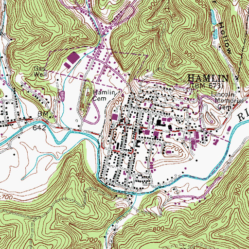 Topographic Map of West Virginia State Police Troop 5 - Hamlin Detachment, WV