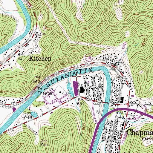 Topographic Map of Chapmanville Police Department, WV