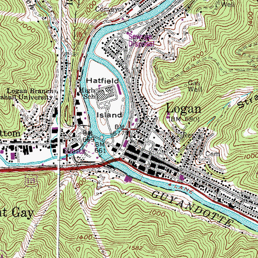 Topographic Map of Logan Police Department, WV