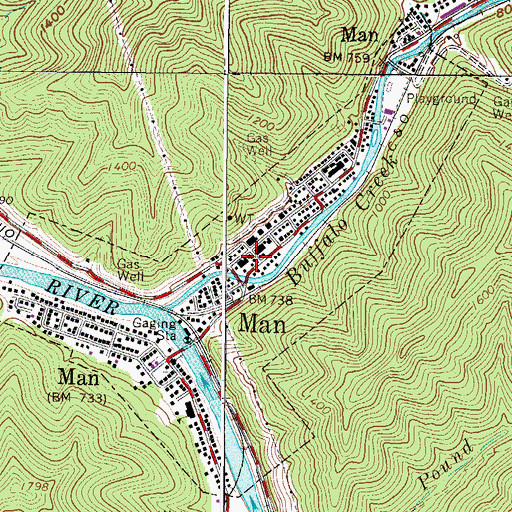 Topographic Map of Man Police Department, WV