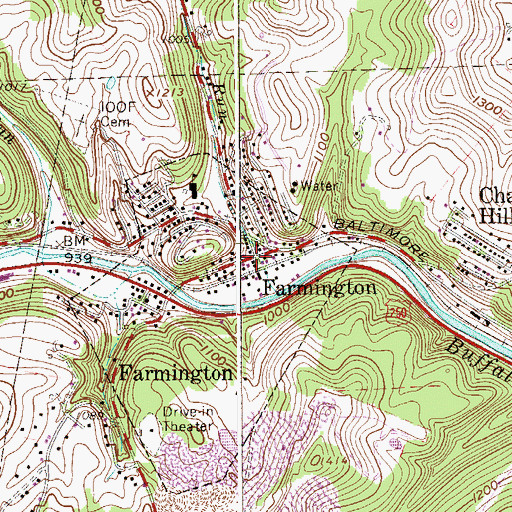 Topographic Map of Farmington Police Department, WV
