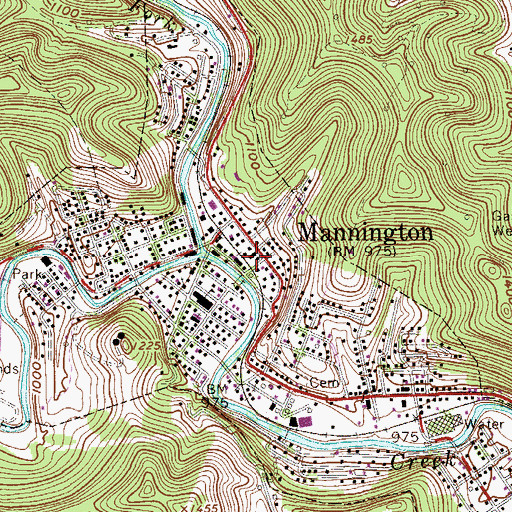 Topographic Map of Mannington Police Department, WV