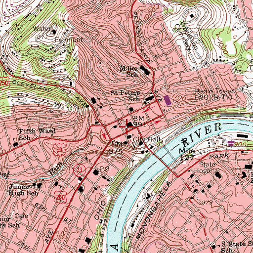Topographic Map of Marion County Sheriff's Office, WV