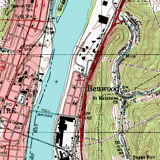 Topographic Map of Benwood Police Department, WV