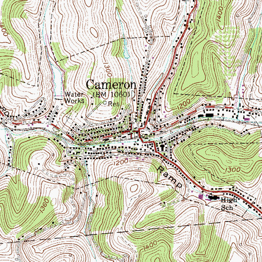Topographic Map of Cameron Police Department, WV