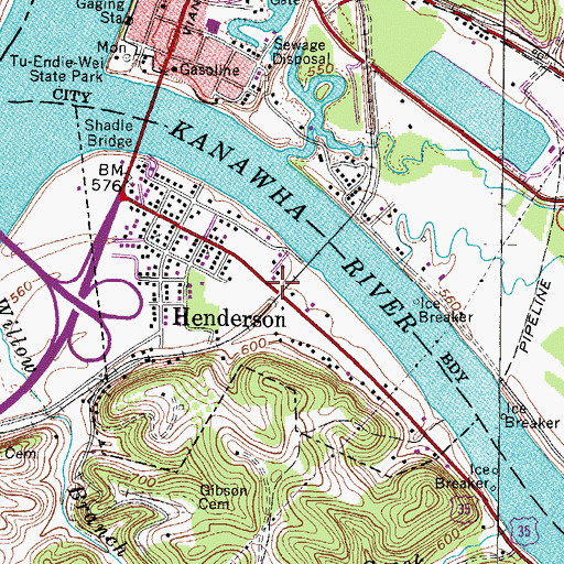 Topographic Map of Henderson Police Department, WV