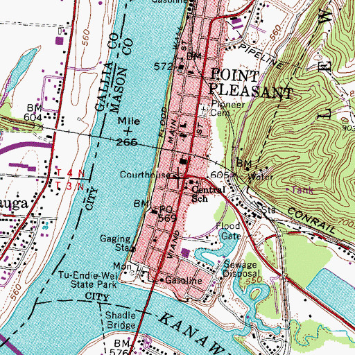 Topographic Map of Mason County Sheriff's Office, WV