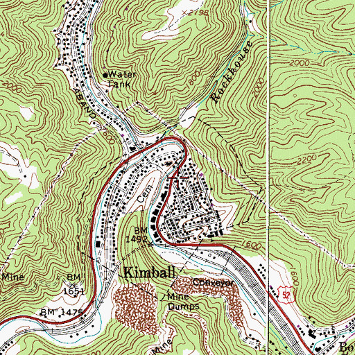 Topographic Map of Kimball Police Department, WV