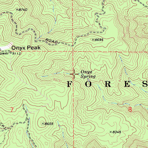 Topographic Map of Onyx Spring, CA