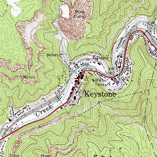 Topographic Map of Keystone Police Department, WV