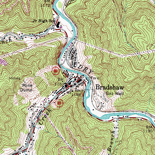 Topographic Map of Bradshaw Police Department, WV