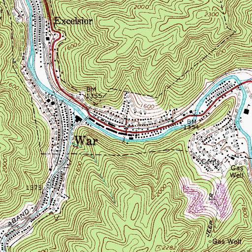 Topographic Map of War Police Department, WV