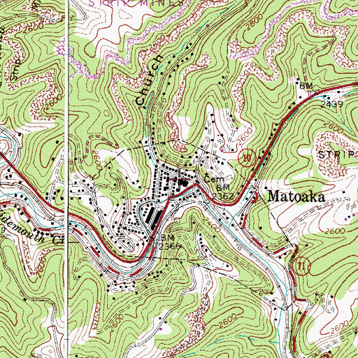 Topographic Map of Matoaka Police Department, WV