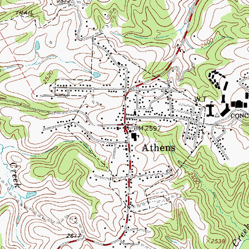 Topographic Map of Athens Police Department, WV
