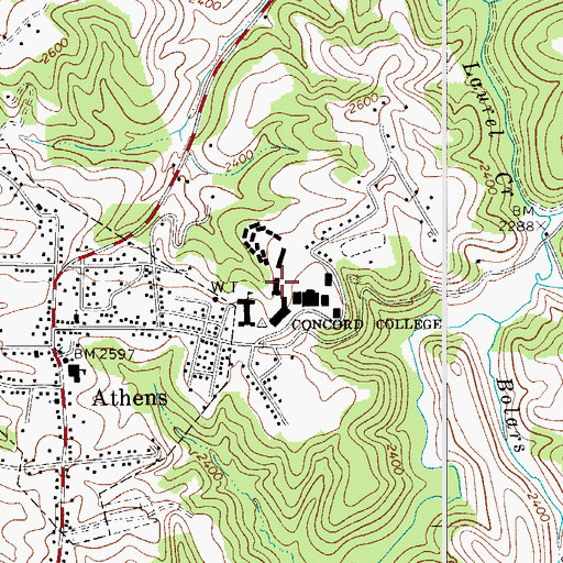 Topographic Map of Concord University Police Department, WV