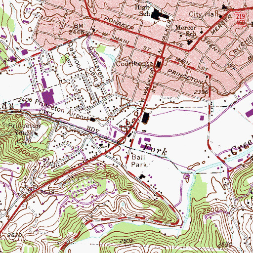 Topographic Map of Princeton Police Department, WV