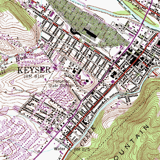Topographic Map of Potomac State College of West Virginia University Police, WV
