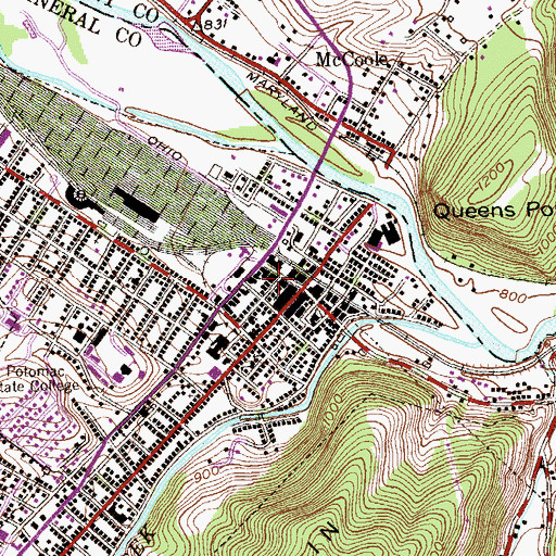 Topographic Map of Keyser Police Department, WV