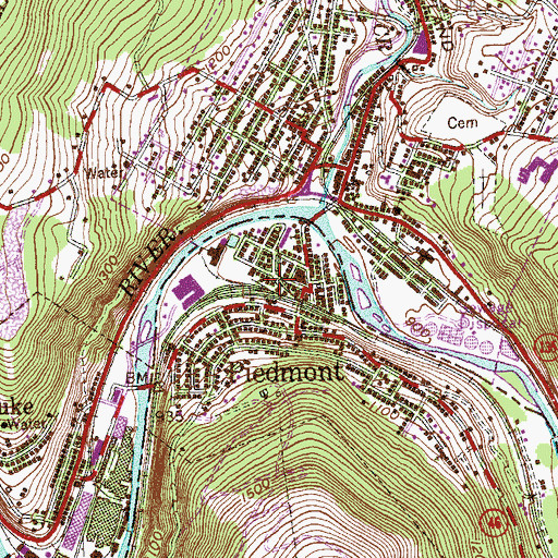 Topographic Map of Piedmont Police Department, WV