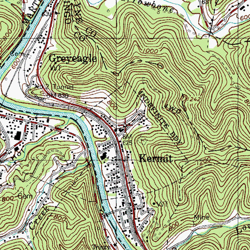 Topographic Map of Kermit Police Department, WV