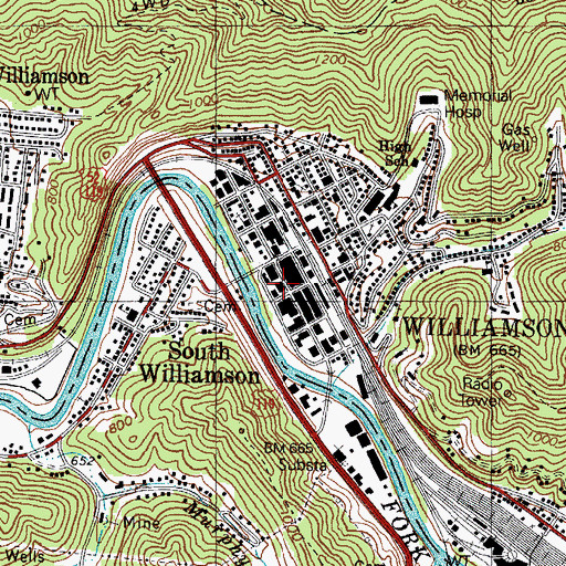 Topographic Map of Mingo County Sheriff's Office, WV