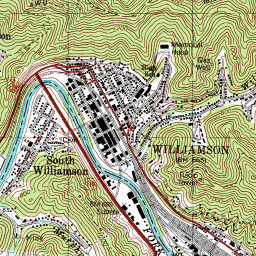 Topographic Map of Williamson Police Department, WV