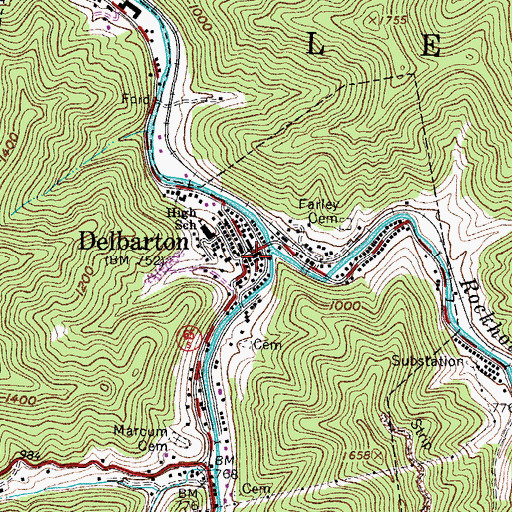 Topographic Map of Delbarton Police Department, WV