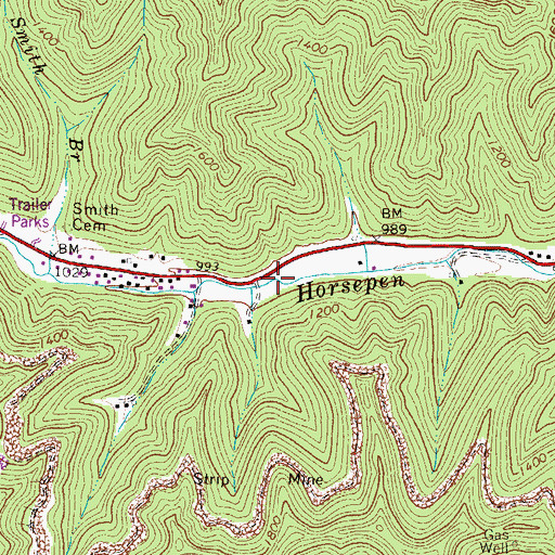 Topographic Map of West Virginia State Police Troop 5 - Gilbert Detachment, WV