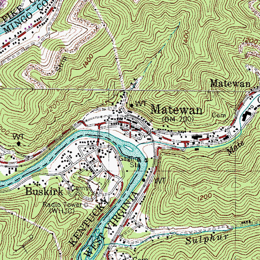 Topographic Map of Matewan Police Department, WV