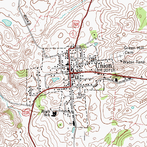 Topographic Map of Monroe County Sheriff's Office, WV