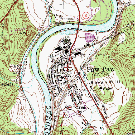 Topographic Map of Paw Paw Police Department, WV