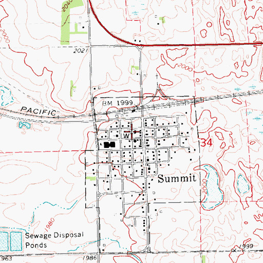 Topographic Map of Summit Community Hall, SD