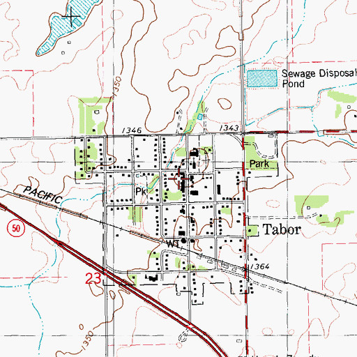 Topographic Map of Tabor Community Center, SD