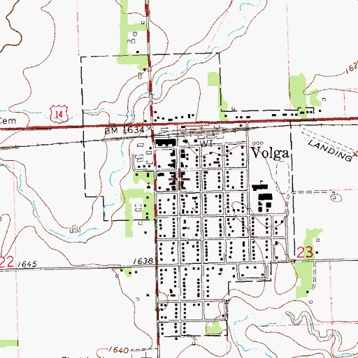 Topographic Map of Volga City Auditorium, SD