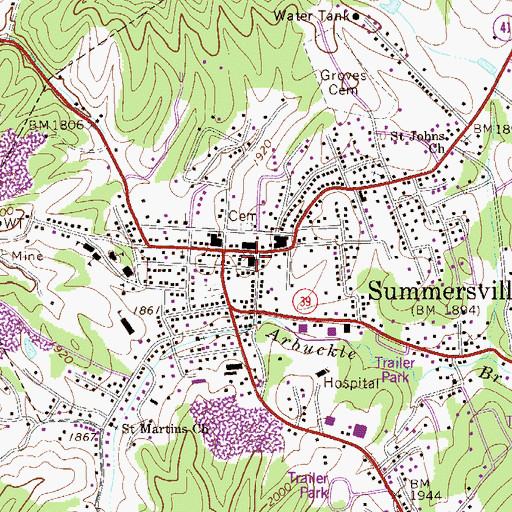 Topographic Map of Nicholas County Sheriff's Office, WV