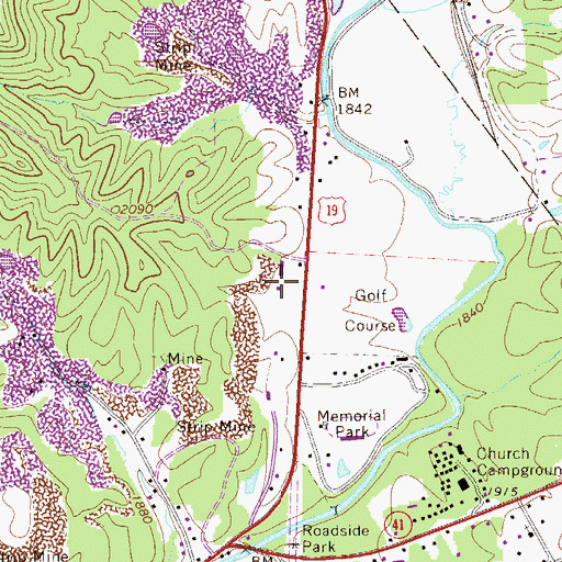 Topographic Map of West Virginia State Police Troop 6 - Summersville Detachment, WV
