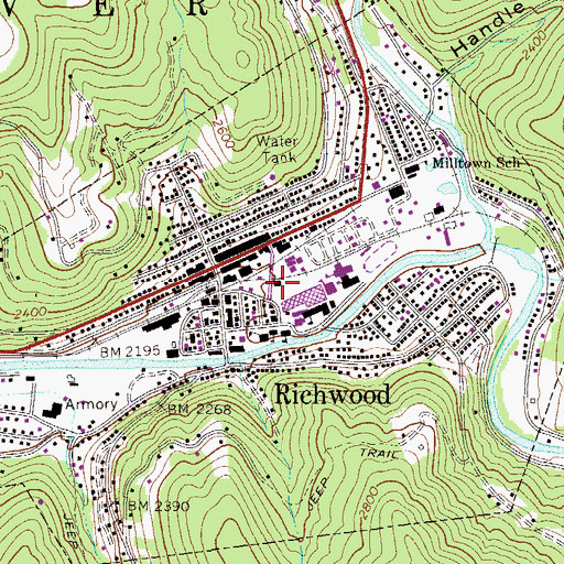Topographic Map of West Virginia State Police Troop 6 - Richwood Detachment, WV