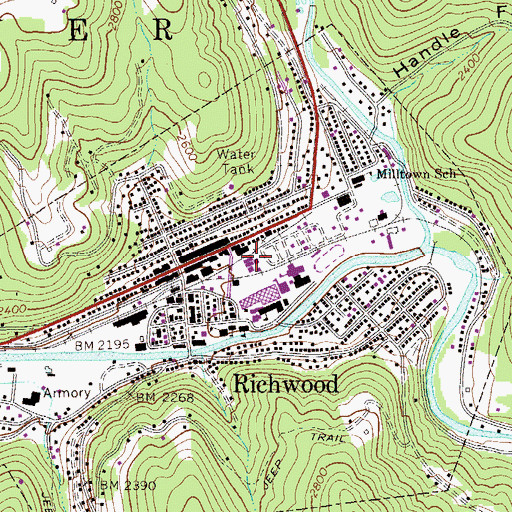 Topographic Map of Richwood Police Department, WV