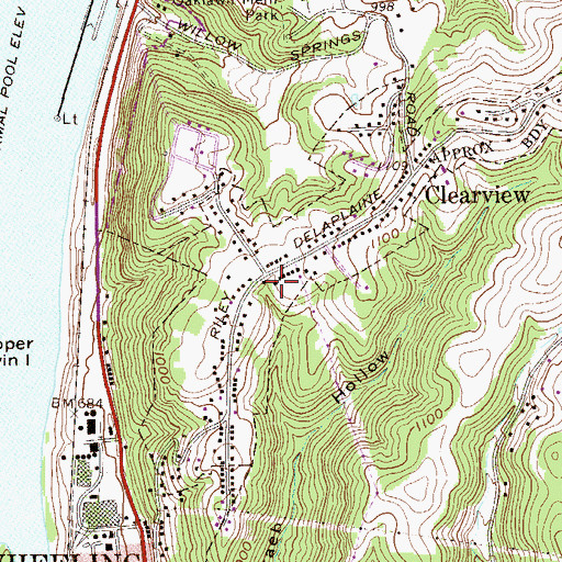 Topographic Map of Clearview Police Department, WV