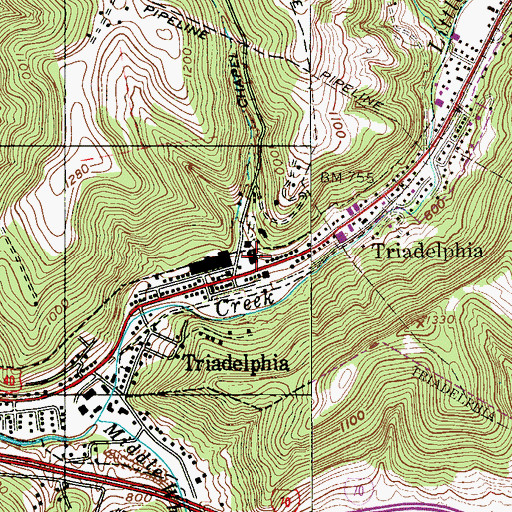 Topographic Map of Triadelphia Police Department, WV