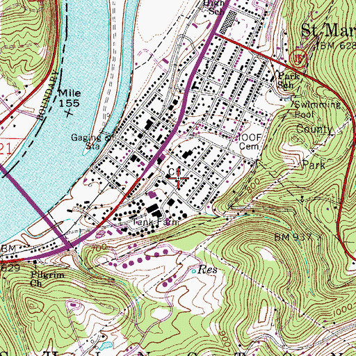 Topographic Map of Pleasants County Sheriff's Office, WV